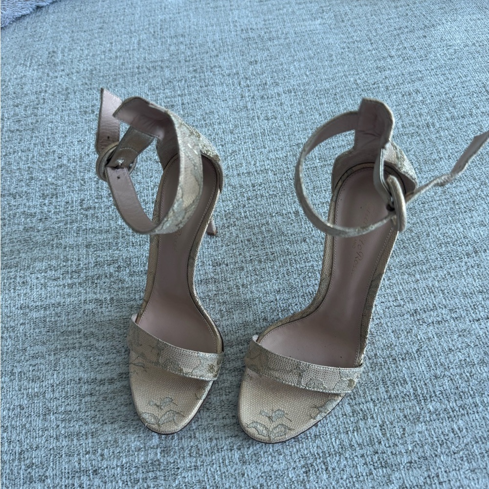 Gianvito Rossi cloth gold sandals Portofino 105 - Picture 7 of 9